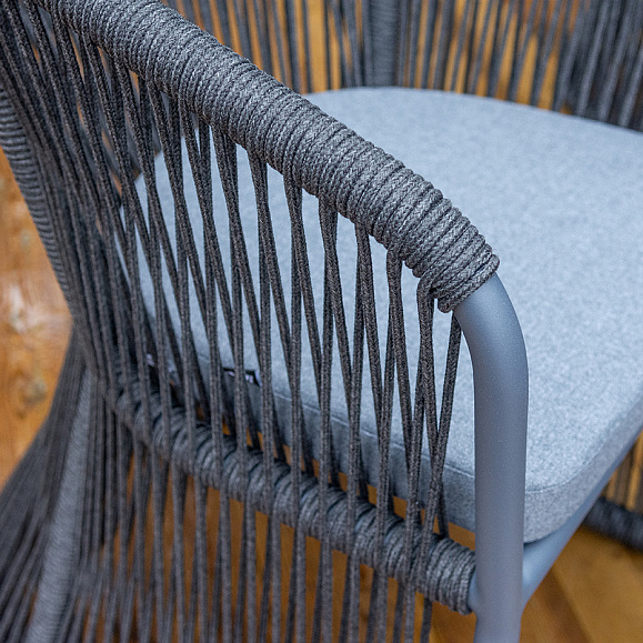 Романо обеденная группа на 6 персон, каркас темно-серый, роуп темно-серый фото 7