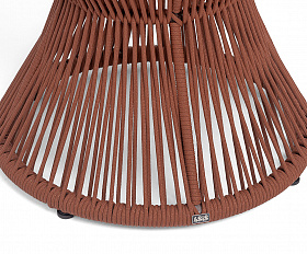 Мадрид журнальный стол из HPL круглый Ø50 H55, каркас из алюминия коричневый (RAL8016) муар, цвет дуб, роуп красный (8372) круглый tex