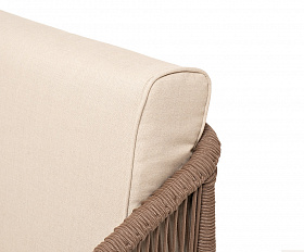 Канны лаунж-зона 4-местная из роупа со столом Гранада (серый гранит), основание дуб, роуп коричневый, ткань бежевая