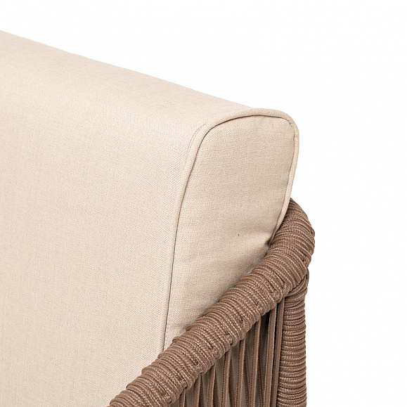 Канны лаунж-зона 4-местная из роупа со столом Гранада (серый гранит), основание дуб, роуп коричневый, ткань бежевая фото 7