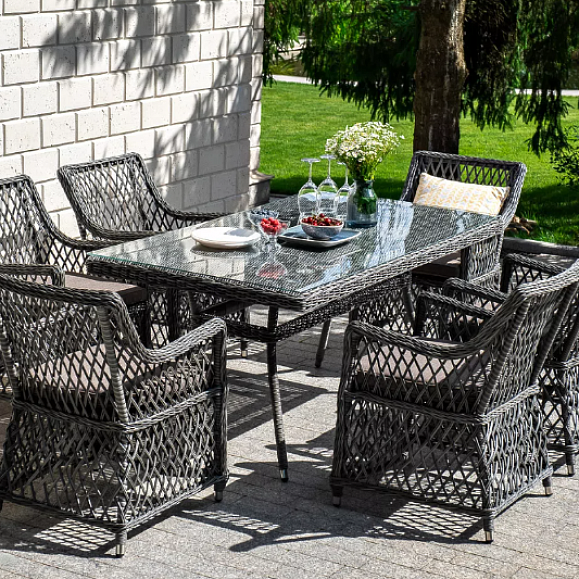 Обеденная Латте 4SIS группа плетеная, цвет графит фото 1