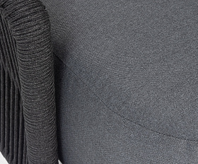 Верона диван модульный плетеный из роупа, каркас алюминий темно-серый (RAL7024) муар, роуп темно-серый круглый, ткань темно-серая 027