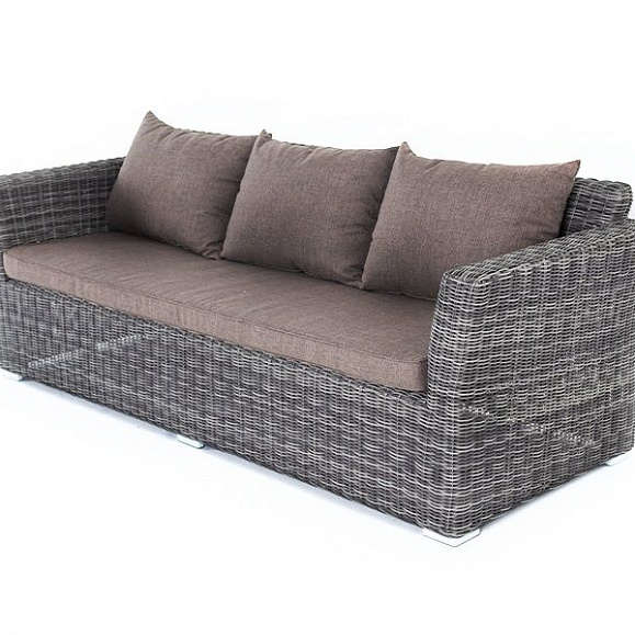 Диван трехместный Капучино 4SIS из искусственного ротанга, цвет графит фото 1