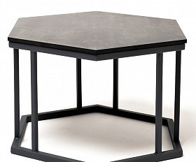 Женева интерьерный стол из HPL шестиугольный, D50, H35, цвет серый гранит