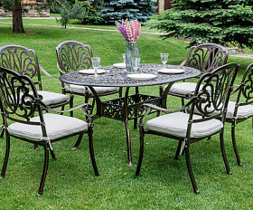 Обеденный комплект Wilhelm Royal Family из литого алюминия на 6 персон. Овальный стол