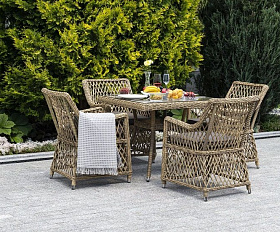 Плетеный стол Айриш 4SIS из искусственного ротанга, цвет соломенный