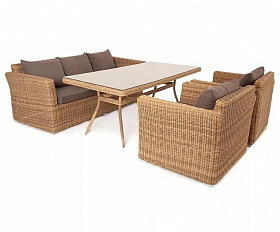 Обеденная группа Моккачино 4SIS из искусственного ротанга, цвет соломенный