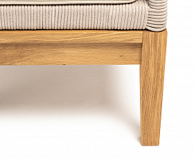 Канны кресло плетеное из роупа, основание дуб, роуп бежевый круглый, ткань бежевая 15052