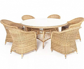 Обеденная группа Эспрессо-150 R 4SIS из искусственного ротанга, цвет соломенный