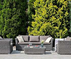 Лаунж-зона Капучино 4SIS из искусственного ротанга, цвет графит