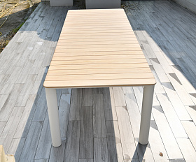 Прага обеденный стол с тиковой столешницей и алюминиевым каркасом