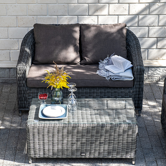 Кон Панна столик журнальный из искусственного ротанга, цвет графит фото 7