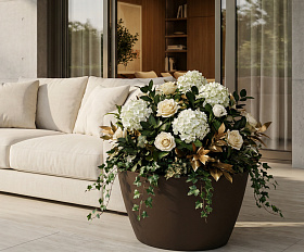 Кашпо Concretika Боул D80H45 Дарк браун 8028