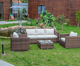 Лаунж-зона Karl Royal Family из искусственного ротанга с трёхместным диваном, цвет коричневый