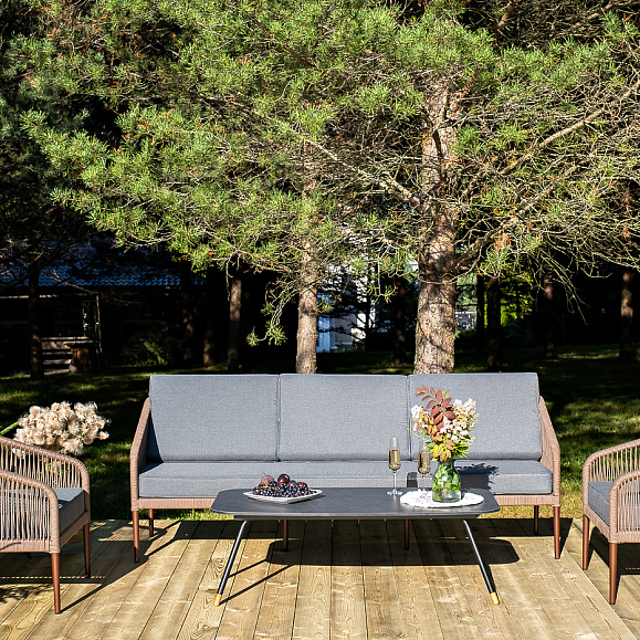 Канны лаунж-зона 5-местная плетеная из роупа (веревки), роуп коричневый фото 2