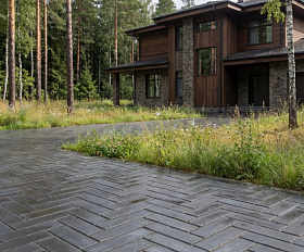 Клинкерная брусчатка ЛСР Зальцбург платина Лонг 250х80х50 мм, графит