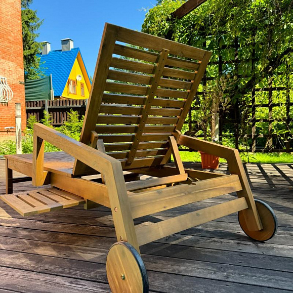 Шезлонг Paolo Royal Family на колесиках из акации фото 6