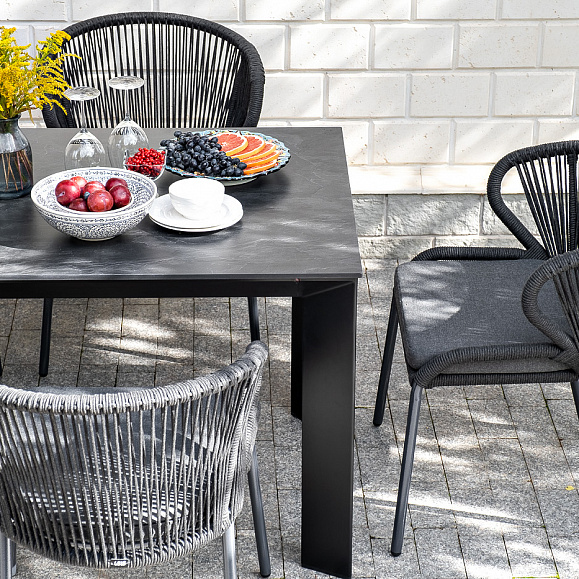 Венето обеденный стол из HPL 160х80см, цвет серый гранит, каркас черный фото 6