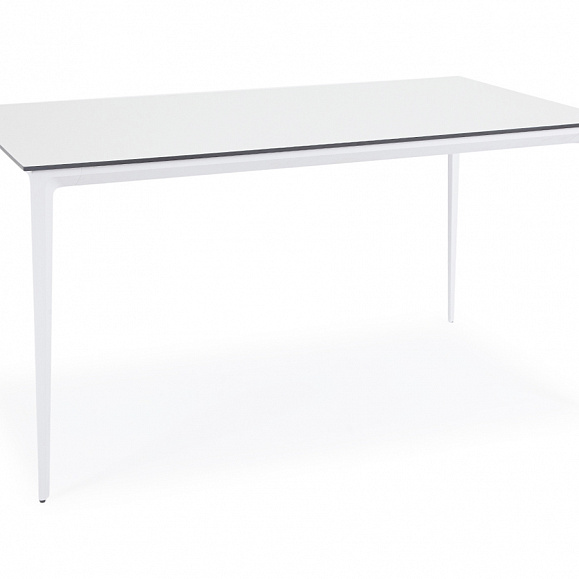 Малага обеденный стол из HPL 160х80см, цвет молочный, каркас белый фото 1