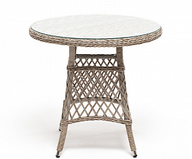 Эспрессо плетеный круглый стол, диаметр 80 см, цвет бежевый