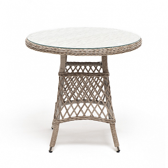 Эспрессо плетеный круглый стол, диаметр 80 см, цвет бежевый фото 2