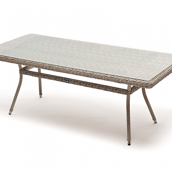 Латте плетеный стол из искусственного ротанга 200х90см, цвет бежевый фото 4