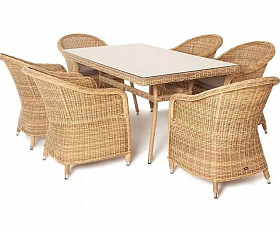 Обеденная группа Эспрессо 4SIS из искусственного ротанга, цвет соломенный