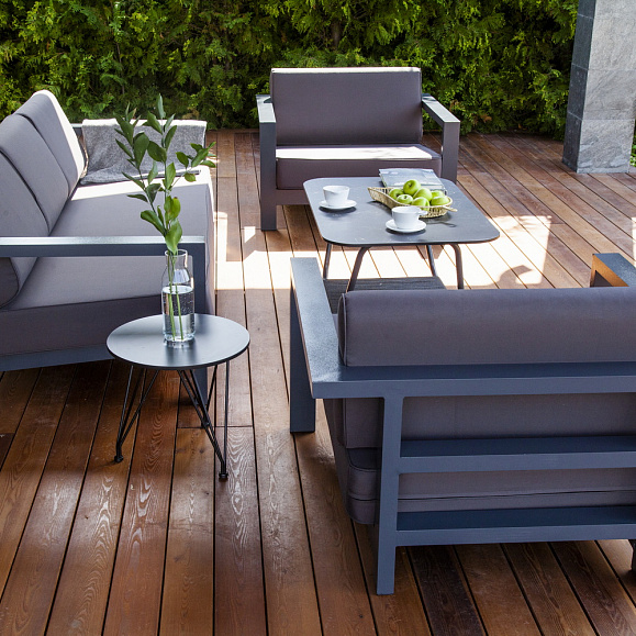 Гранада диван 3-местный, каркас алюминий темно-серый (RAL7024) муар, ткань темно-серая 027 фото 6