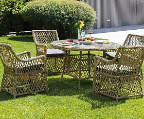Обеденная группа Доппио 4SIS из искусственного ротанга, цвет соломенный