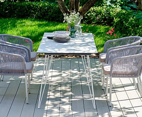 Плетеный стул Марсель 4SIS из роупа (веревки), цвет светло-серый, каркас белый