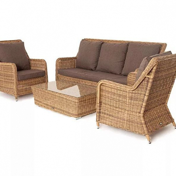 Лаунж-зона Гляссе 4SIS из искусственного ротанга, цвет соломенный фото 1