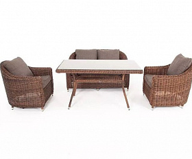 Обеденная группа Кон Панна 4SIS из искусственного ротанга, цвет коричневый