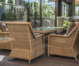 Плетеное кресло Гляссе 4SIS из искусственного ротанга, цвет соломенный