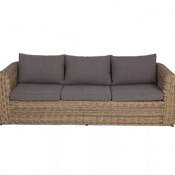 Диван трехместный Кальяри 4SIS из искусственного ротанга (гиацинт), цвет соломенный фото 2