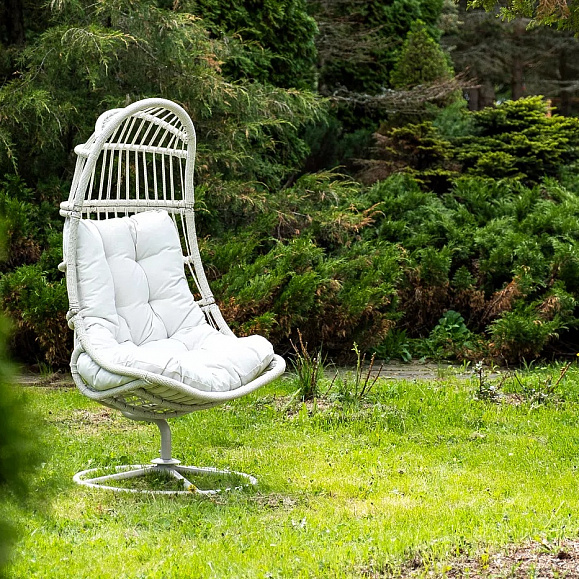 Кресло-кокон Севилья 4SIS из искусственного ротанга, цвет светло-серый фото 6