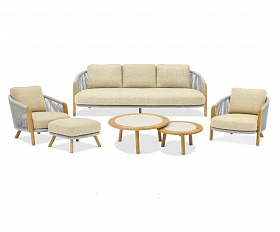 Комплект лаунж мебели Avesta Brafritid стол тик, серый/песочный, тик/алюминий/веревка