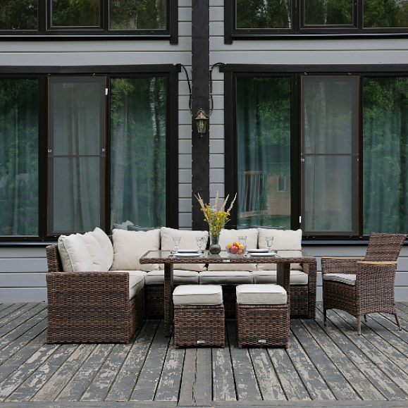 Угловой комплект Zorro Wood Royal Family из искусственного ротанга, цвет коричневый фото 1