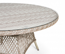 Эспрессо плетеный круглый стол, диаметр 150 см, цвет бежевый