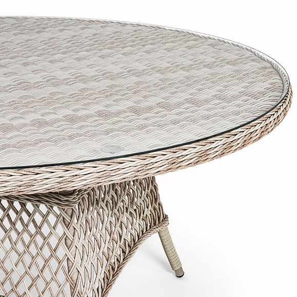 Эспрессо плетеный круглый стол, диаметр 150 см, цвет бежевый фото 3