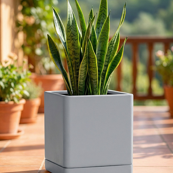 Кашпо TERRAFAKTURA Квадро 40x40x40 Арктик Грей фото 1
