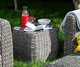 Столик кофейный Кальяри 4SIS из искусственного ротанга (гиацинт), цвет серый