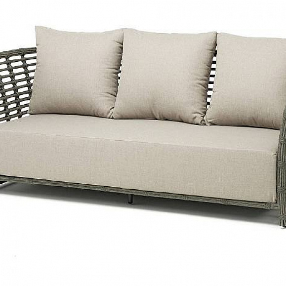 Диван Валенсия 4SIS из искусственного ротанга трехместный, цвет серый фото 1