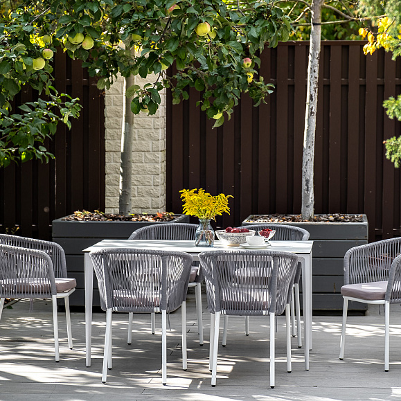 Малага обеденный стол из HPL 140х80см, цвет молочный, каркас белый фото 7