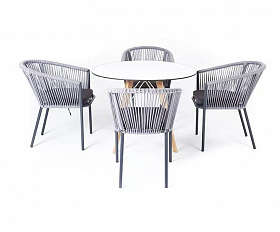 Обеденная группа Франческо 4SIS из роупа (веревки), цвет серый