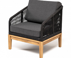 Кресло Канны 4SIS из роупа (веревки), основание дуб, цвет темно-серый