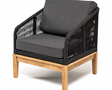 Кресло Канны 4SIS из роупа (веревки), основание дуб, цвет темно-серый