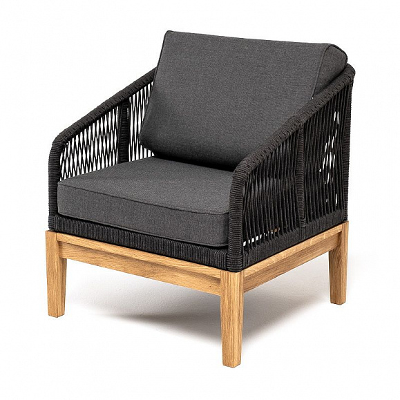 Кресло Канны 4SIS из роупа (веревки), основание дуб, цвет темно-серый фото 1