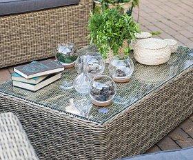 Журнальный столик Капучино 4SIS из искусственного ротанга, цвет соломенный