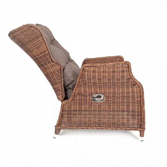 Плетеное кресло раскладное Форио 4SIS из искусственного ротанга, цвет коричневый фото 7