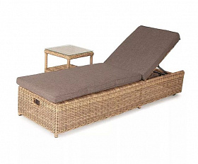 Комплект шезлонг со столиком Рим 4SIS из искусственного ротанга, цвет соломенный